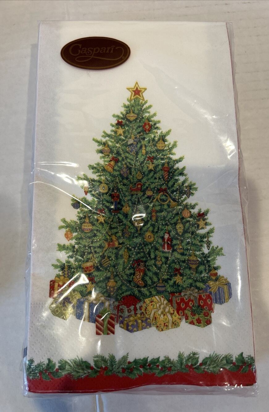 15 Caspari Triple Ply Napkins Christmas Tree Ivory